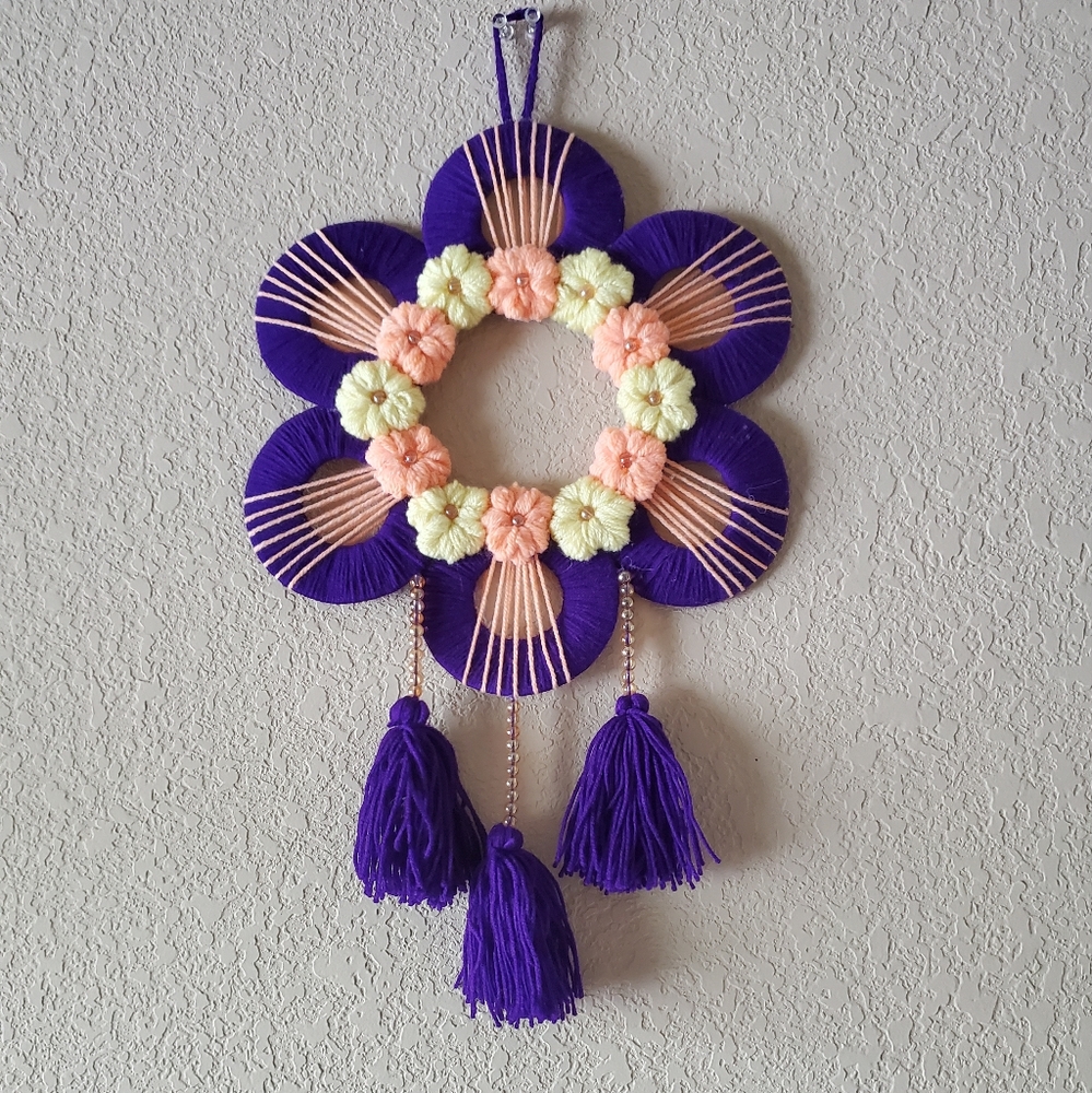 Wool Flower Wall Hanging- set of 2